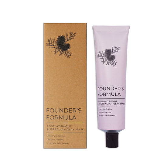 Award Winner Post-Workout Australian Clay Detox Mask for Clear Skin - with muslin cleansing cloth. Founder's Formula